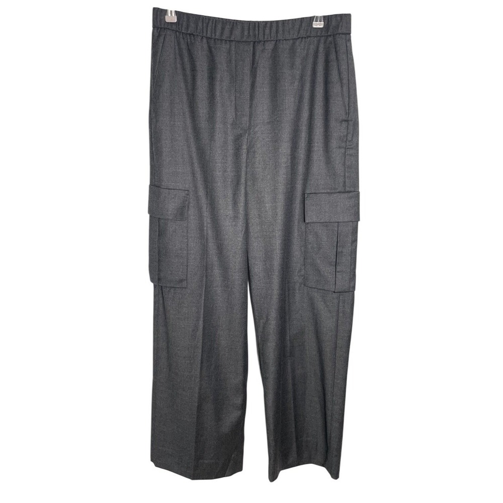 Banana Republic Pull On Wool Flannel Cargo‎ Charcoal Gray Pants Work Career M